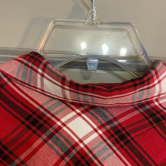 ZARA Women's Size XL Red Black White Plaid Twist Front Button Down Midi Dress - Picture 12 of 12